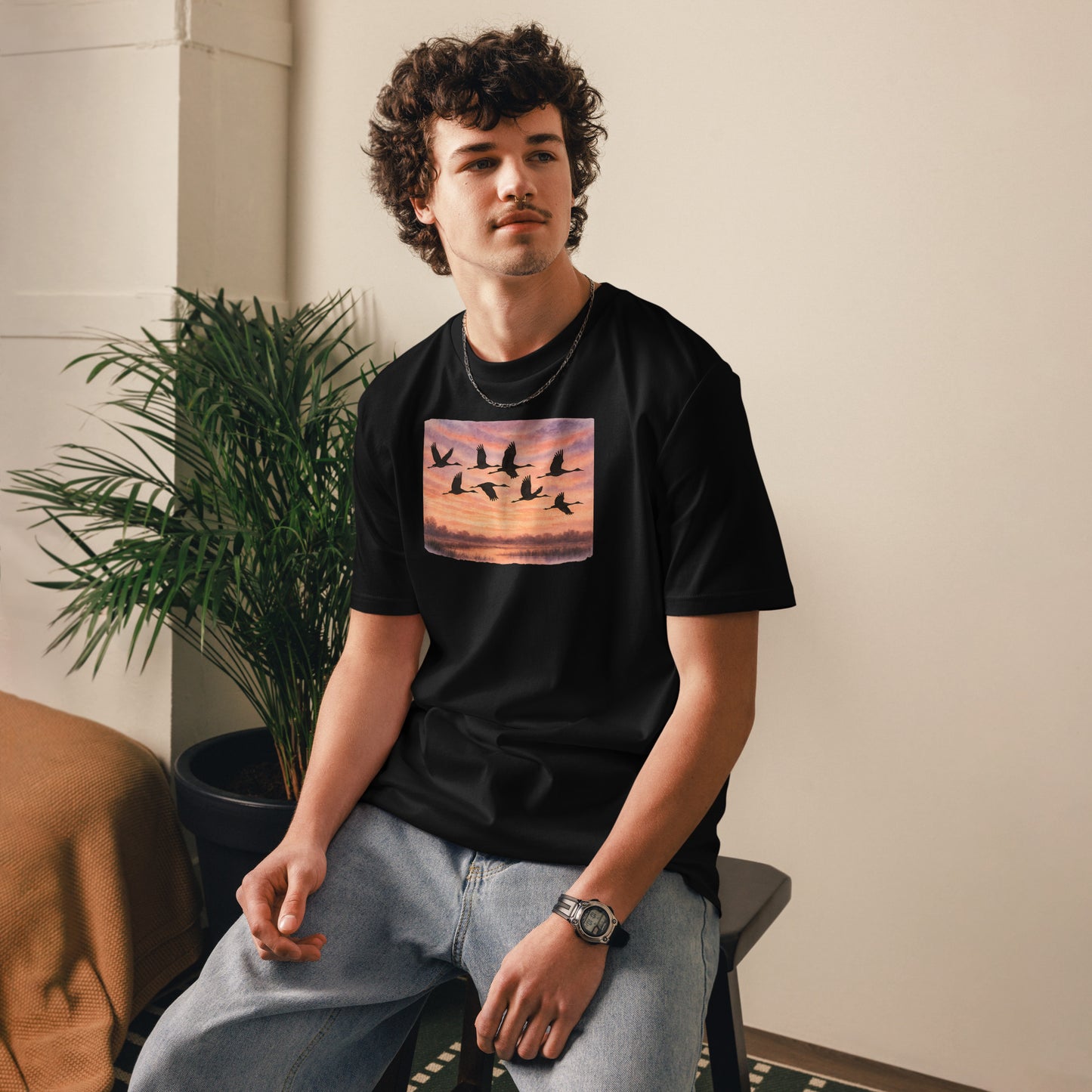 Cranes Sunset Journey T-shirt - SignArm