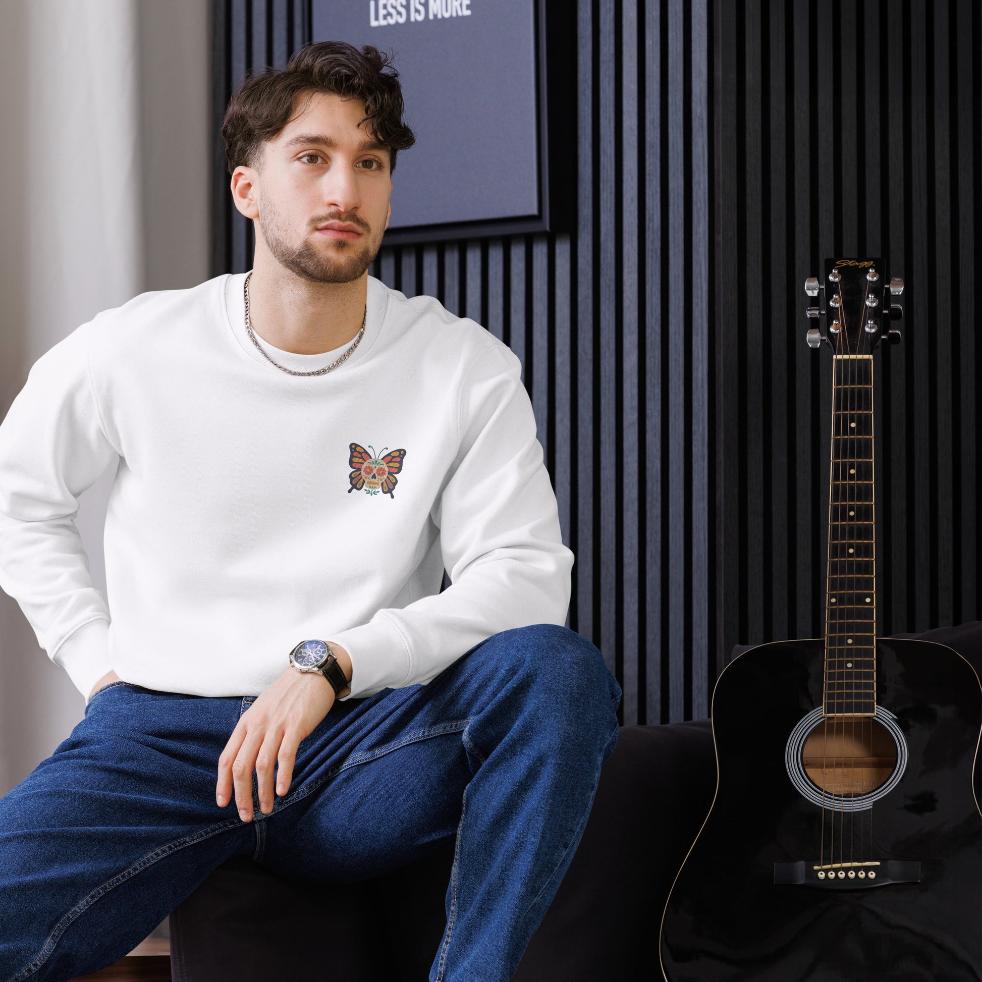 Plain White Organic Cotton Embroidered Sweatshirt - SignArm