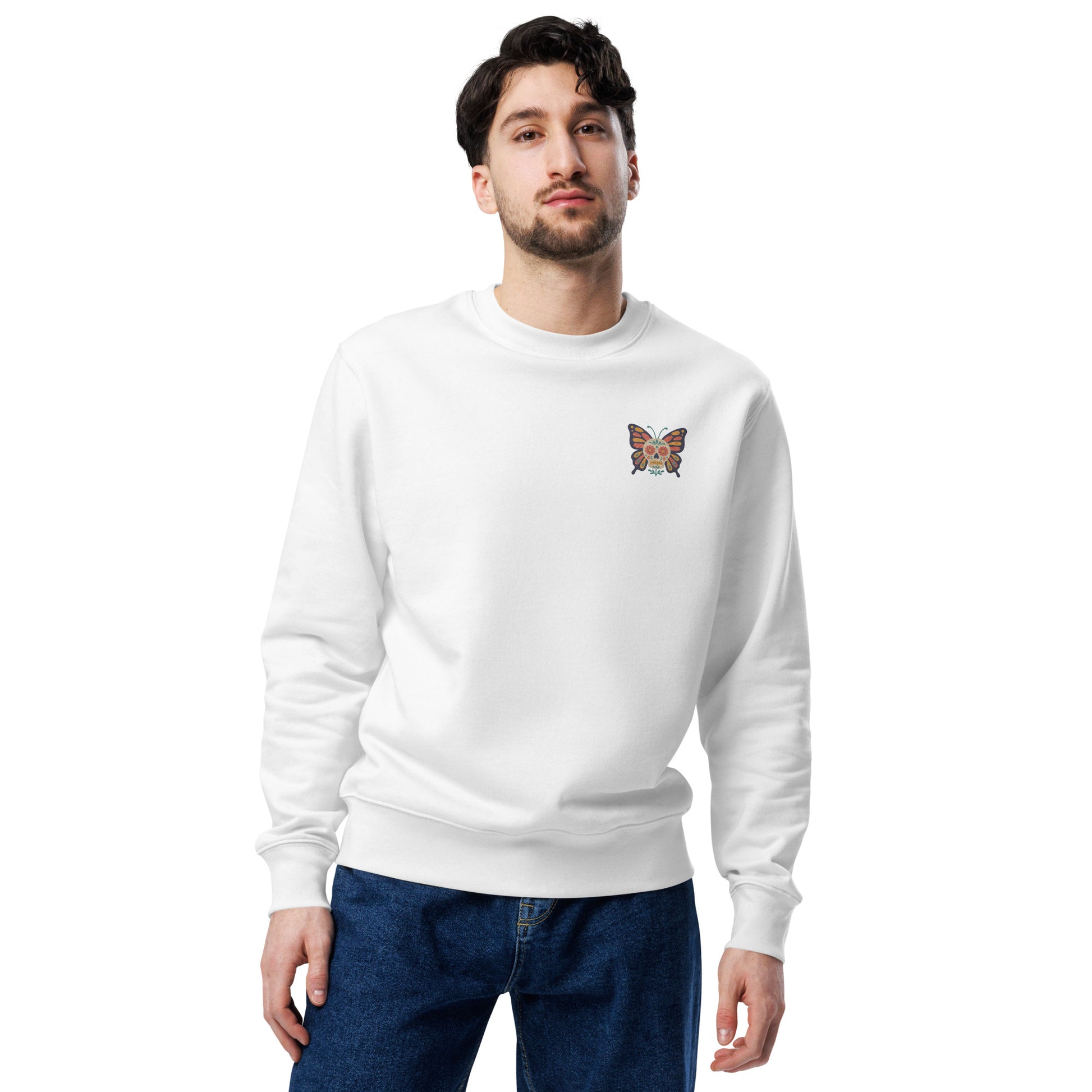 Plain White Organic Cotton Embroidered Sweatshirt - SignArm