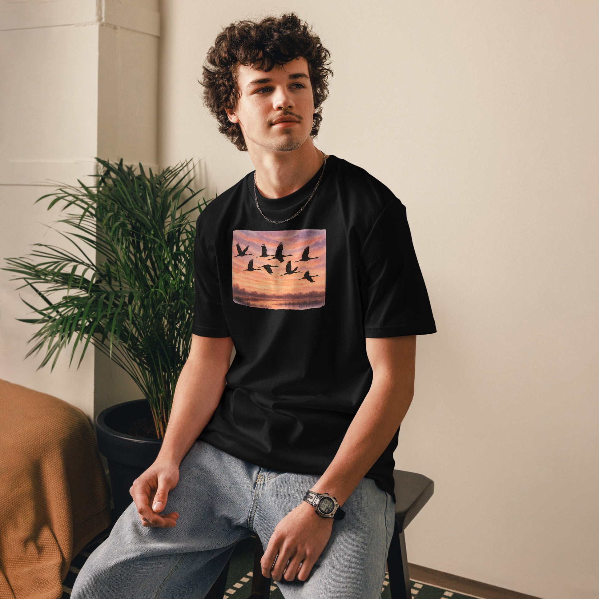 Cranes Sunset Journey T-shirt - SignArm