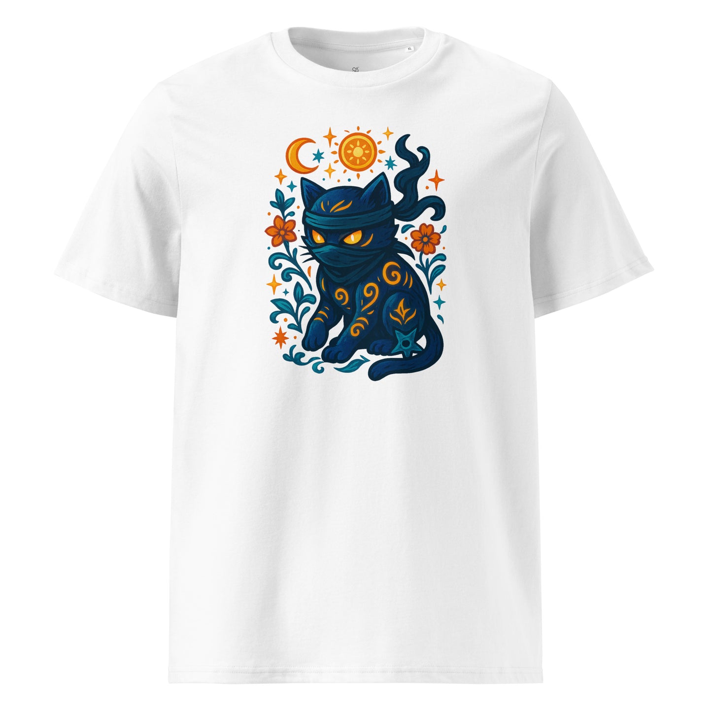 Mystical Ninja Cat with Floral Patterns Tee - SignArm